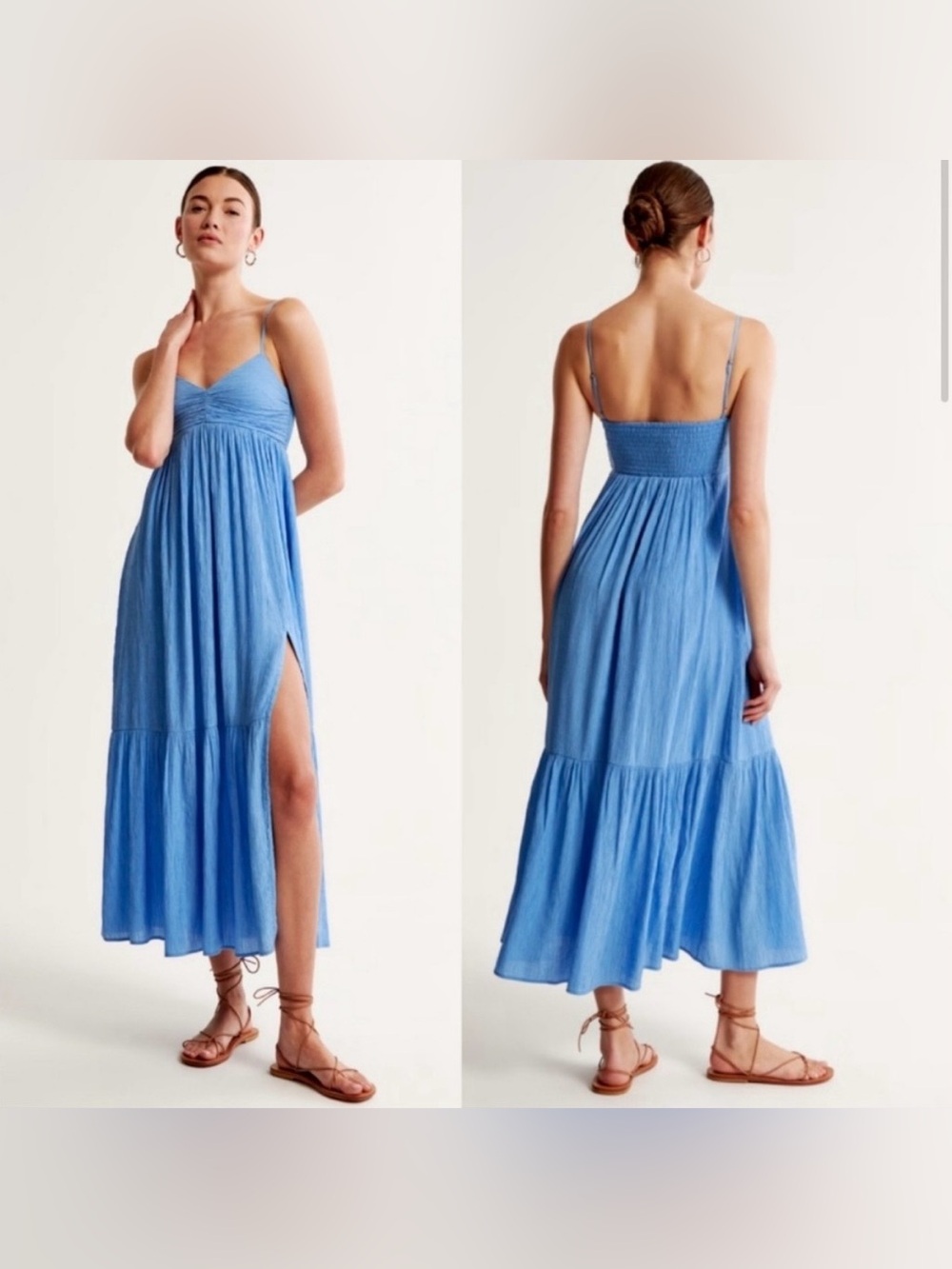 Abercrombie & Fitch Crinkle Textured Ruched Maxi Dress - Picture 2 of 7
